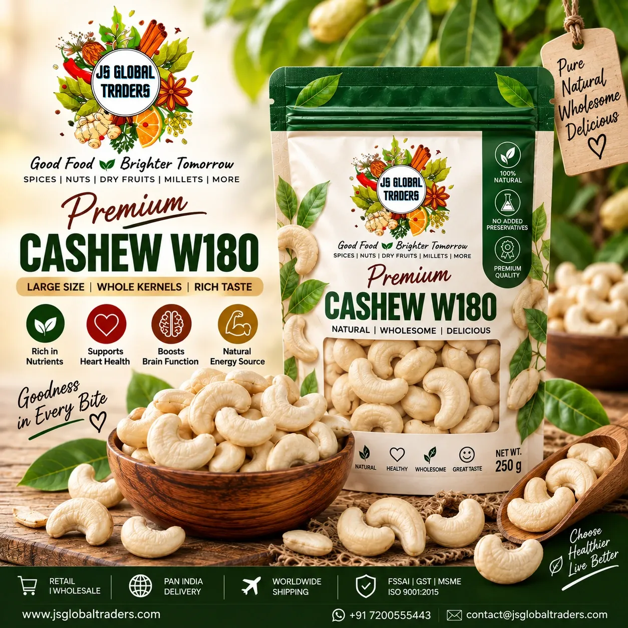 [20039804401] CASHEW (W180) (முந்திரி)  (250g)