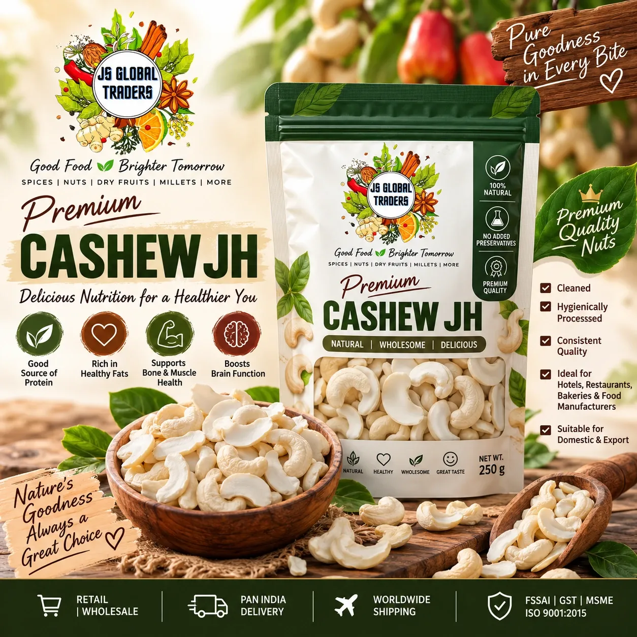[2003986101] CASHEW JH 1/2 PCS (முந்திரி) (250g)
